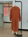 Women'S Casual Solid Color Long Knitting Cardigan Jacket