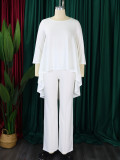 Plus Size Women Long Sleeve Top and Wide Leg Pants Set