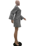 Women's Autumn And Winter Printed Striped Dress