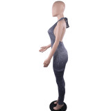 Women Sexy Backless Halter Neck V-neck Pocket Jumpsuit