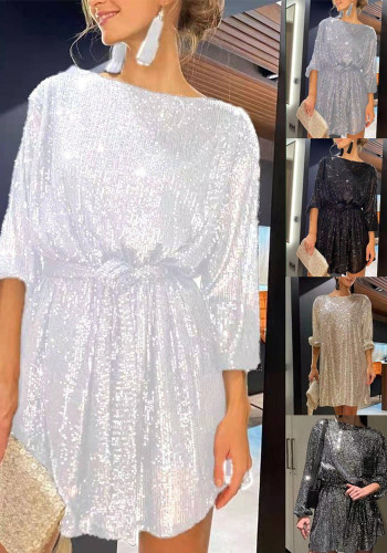 Fashionable Sequin Sequin Slim Waist Party Dress