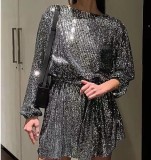 Fashionable Sequin Sequin Slim Waist Party Dress