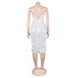 Sexy sequin strap slit dress nightclub dress