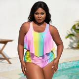 Plus Size Women Two Pieces Printed Swimwear