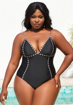 Plus Size Women Solid Sexy One Piece Swimwear