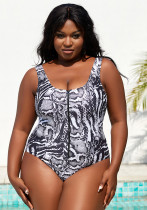 Plus Size Women Printed One Piece Swimwear