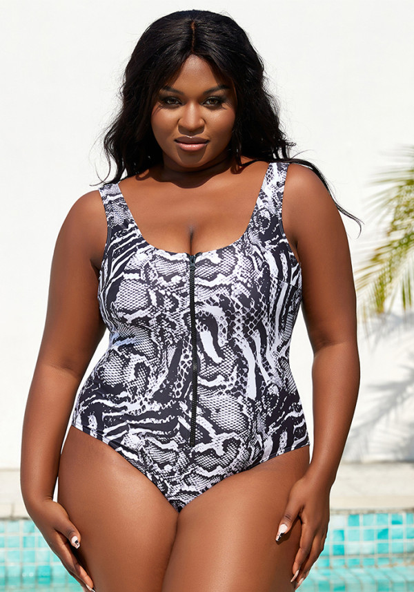 Plus Size Women Printed One Piece Swimwear