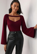 Women Elegant Square Neck Bell Bottom Sleeve Top Women Elegant Square Neck Bell Bottom Sleeve Top