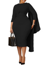 Plus Size Women Solid Patchwork Bodycon Dress Plus Size Women Solid Patchwork Bodycon Dress