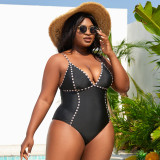Plus Size Women Solid Sexy One Piece Swimwear