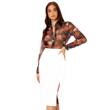 Women Slit Bodycon Sequined Skirt