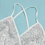 Sexy sequin strap slit dress nightclub dress