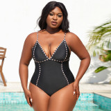 Plus Size Women Solid Sexy One Piece Swimwear