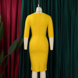 Women's V Neck Chic Bodycon OL Career Africa Plus Size Dress