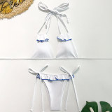 Women Sexy Bikini Solid Strap Two Pieces Swimwear