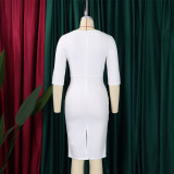 Women's V Neck Chic Bodycon OL Career Africa Plus Size Dress