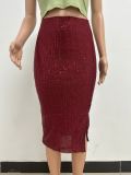 Women Slit Bodycon Sequined Skirt