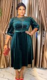 Africa Plus Size Spring And Winter Chic Beaded Evening Dress