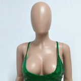 Women Sequin Backless Bodycon Hollow Strap Dress
