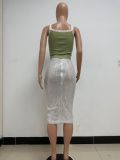 Women Slit Bodycon Sequined Skirt