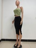 Women Slit Bodycon Sequined Skirt