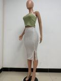 Women Slit Bodycon Sequined Skirt
