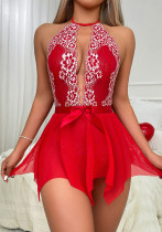 Sexy Women's Embroidered Mesh Lingerie Midnight Sexy Pajamas Dress