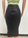 Women Slit Bodycon Sequined Skirt