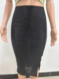Women Slit Bodycon Sequined Skirt