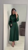 Women Lace-Up Solid Long Sleeve Dress