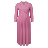 Chic Style Turndown Collar Career Pleated Dress
