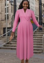 Chic Style Turndown Collar Career Pleated Dress Chic Style Turndown Collar Career Pleated Dress