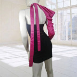 Women One Shoulder Bow Strapless Dress Two-piece Dress Set