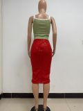 Women Slit Bodycon Sequined Skirt