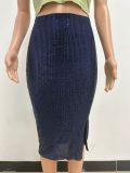 Women Slit Bodycon Sequined Skirt