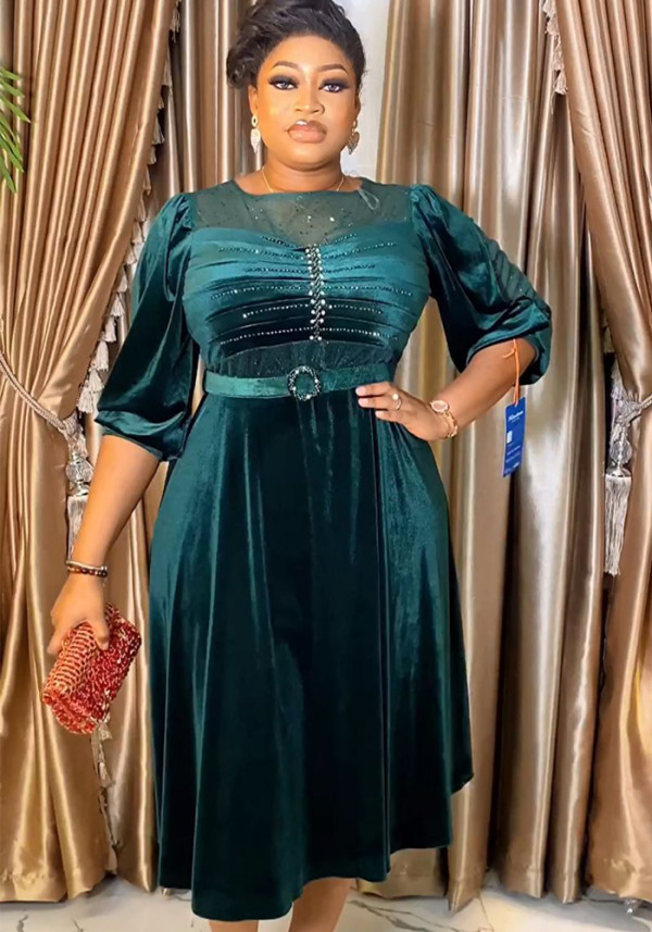 Africa Plus Size Spring And Winter Chic Beaded Evening Dress