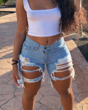Spring/Summer Women's High Street Ripped Denim Shorts