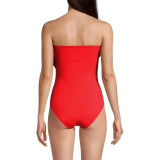 Solid Color Strapless Flower  One-Piece Swimsuit Skirt Set