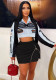 Women's Fashion Casual Retro Baseball Jacket Zipper Skirt Two-Piece Set
