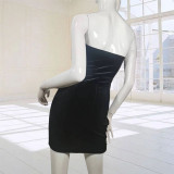 Women One Shoulder Bow Strapless Dress Two-piece Dress Set