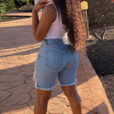 Spring/Summer Women's High Street Ripped Denim Shorts