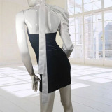 Women One Shoulder Bow Strapless Dress Two-piece Dress Set