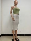 Women Slit Bodycon Sequined Skirt
