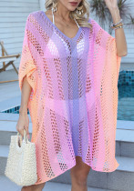 Women Beach Holidays Cover Up Gradient Cutout Loose Casual Bikini Dress