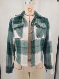 Women Autumn and Winter Plaid Crop Shirt Top