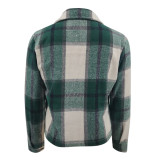 Women Autumn and Winter Plaid Crop Shirt Top
