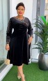 Africa Plus Size Spring And Winter Chic Beaded Evening Dress