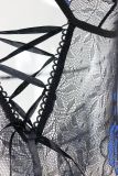 Women flower embroidered lace-up hollow v-neck Sexy Lingerie