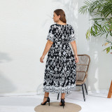 Plus Size Women Elegant V-Neck Dress