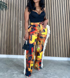 Printed Pocket Loose Casual Pants